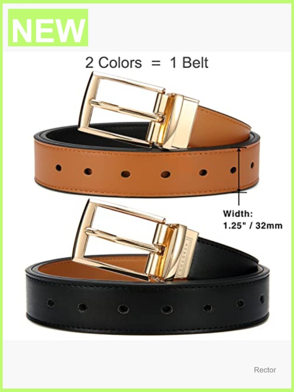 Reversible Leather Belt for Women - 2-in-1 Versatile Style - Picture 2 of 6